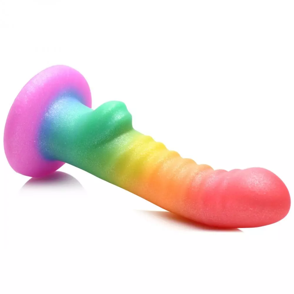 Simply Sweet Ribbed 6.5 inch Silicone Rainbow Dildo